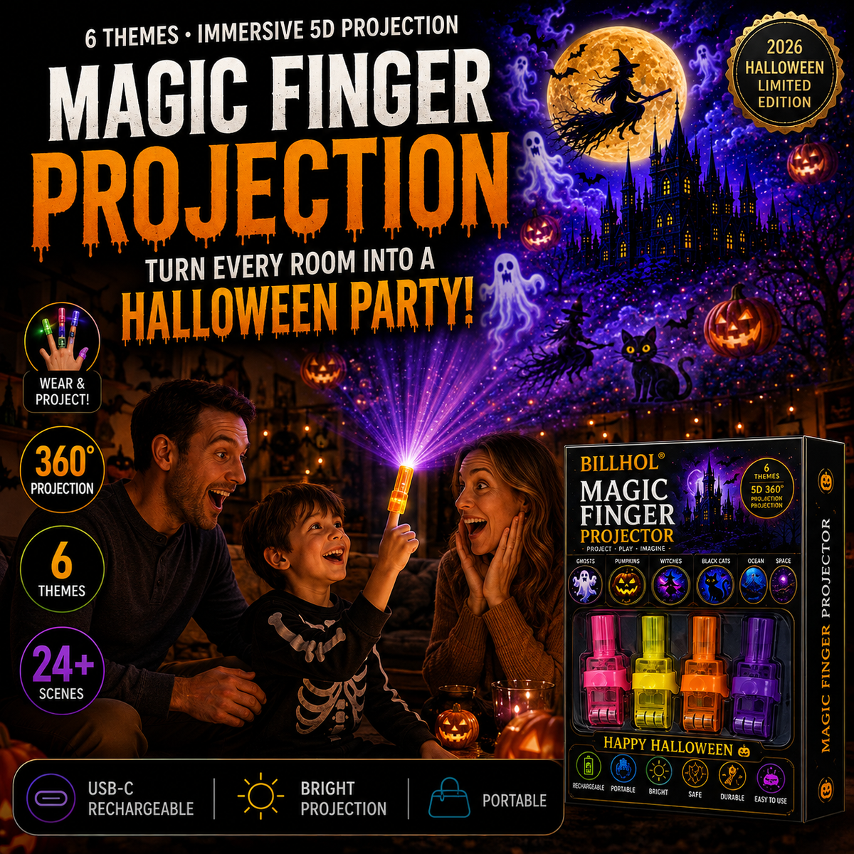 𝐁𝐢𝐥𝐥𝐡𝐨𝐥®🤡𝟐𝟎𝟐𝟔 𝐇𝐚𝐥𝐥𝐨𝐰𝐞𝐞𝐧 𝐌𝐚𝐠𝐢𝐜 𝐅𝐢𝐧𝐠𝐞𝐫 𝐏𝐫𝐨𝐣𝐞𝐜𝐭𝐨𝐫  𝟐𝟒+ 𝐒𝐩𝐨𝐨𝐤𝐲 𝐒𝐜𝐞𝐧𝐞𝐬 𝐀𝐜𝐫𝐨𝐬𝐬 𝟔 𝐈𝐦𝐦𝐞𝐫𝐬𝐢𝐯𝐞 𝐖𝐨𝐫𝐥𝐝𝐬 | 𝐋𝐢𝐦𝐢𝐭𝐞𝐝 𝐄𝐝𝐢𝐭𝐢𝐨𝐧